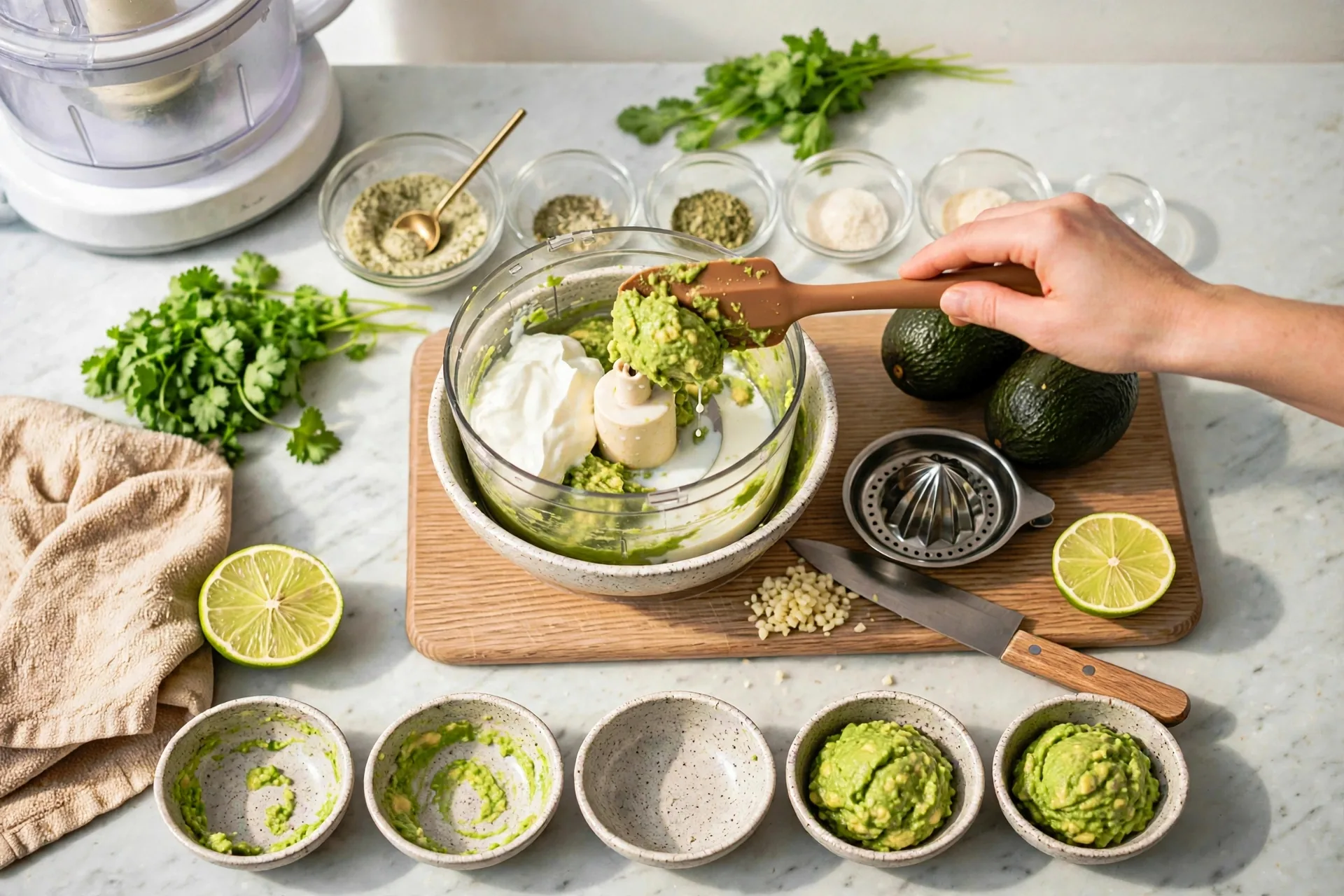 Avocado yogurt milk and vinegar in a food processor