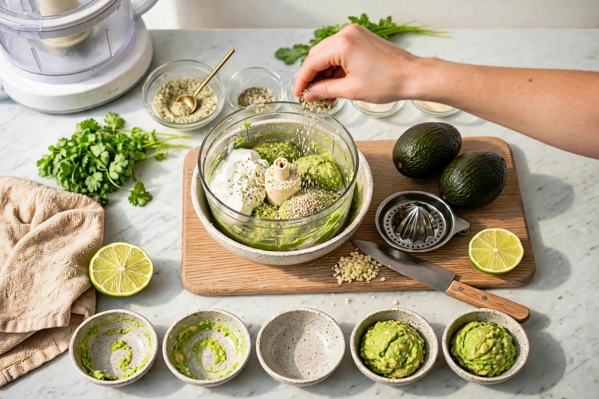 Ranch seasoning sprinkled over avocado and yogurt
