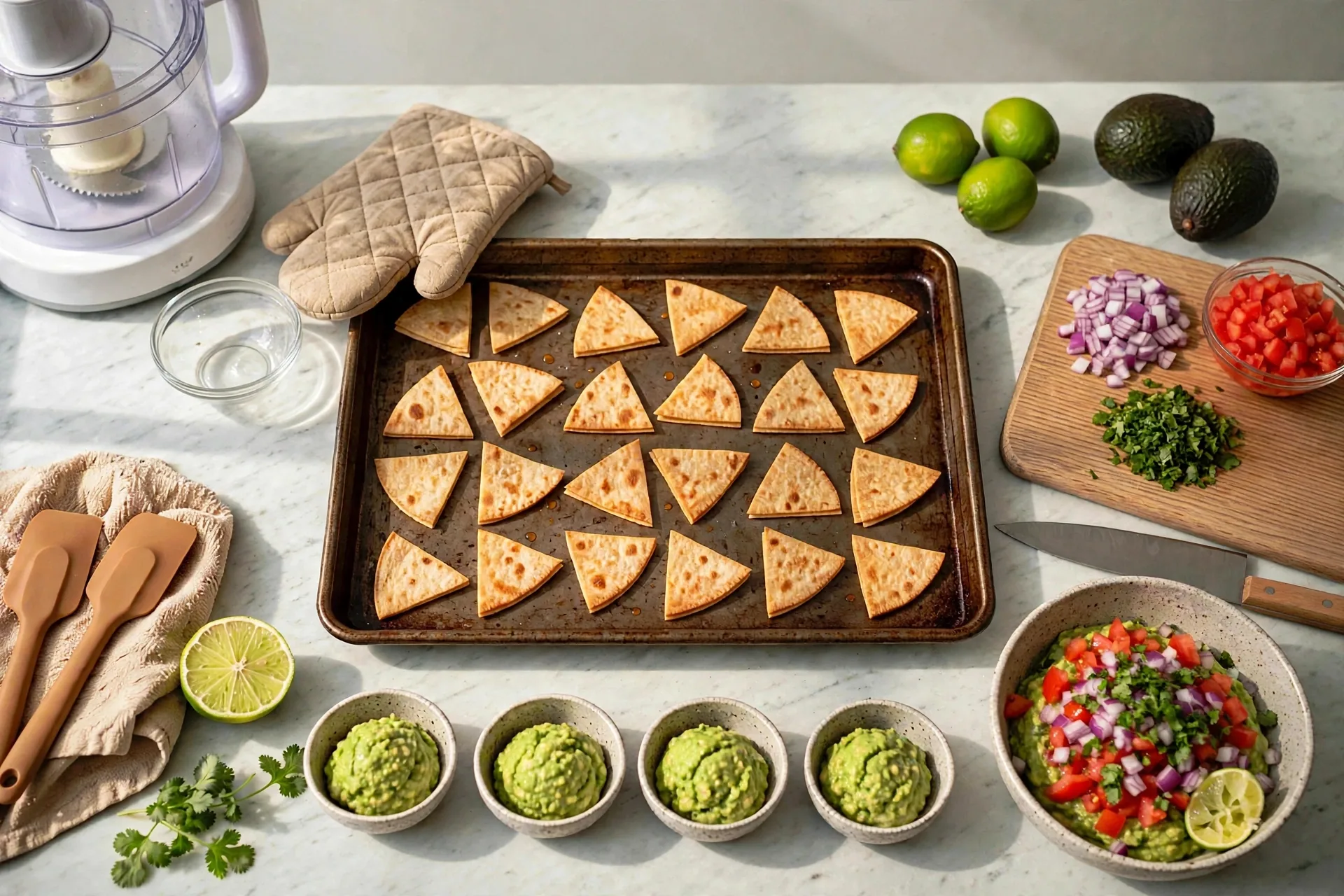 Diced tomato onion cilantro and lime on avocado base