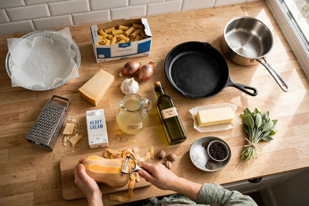 Peeling a butternut squash with a vegetable peeler