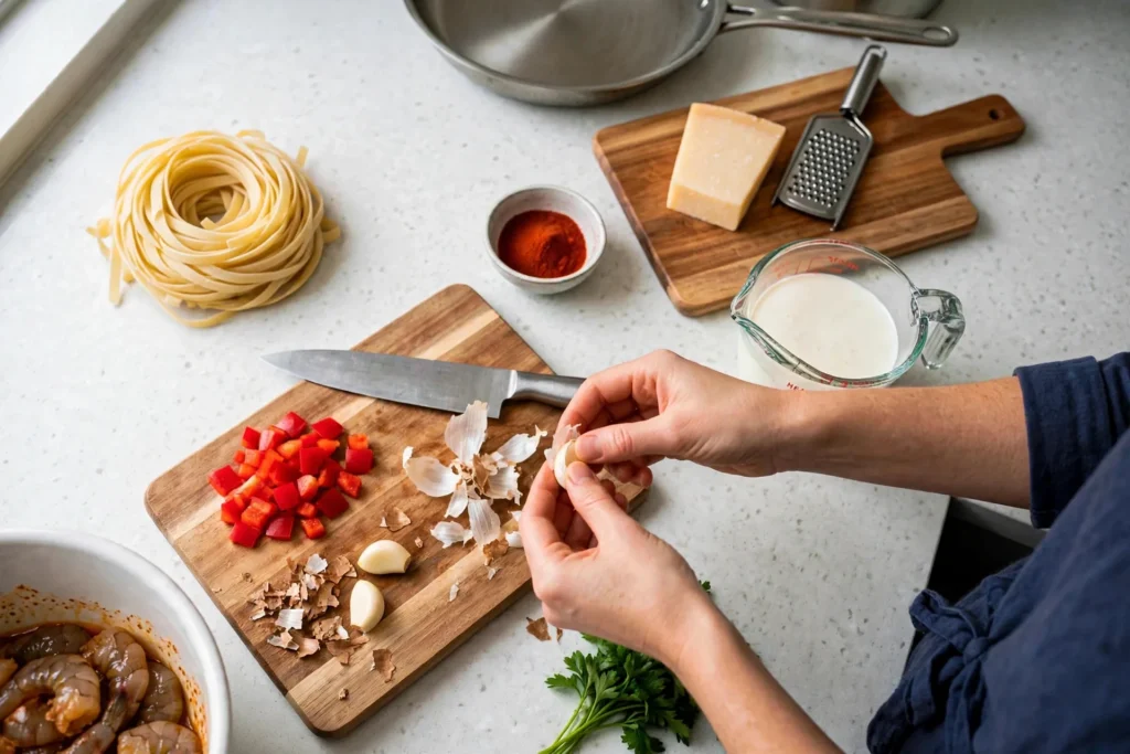 Peeling a garlic clove