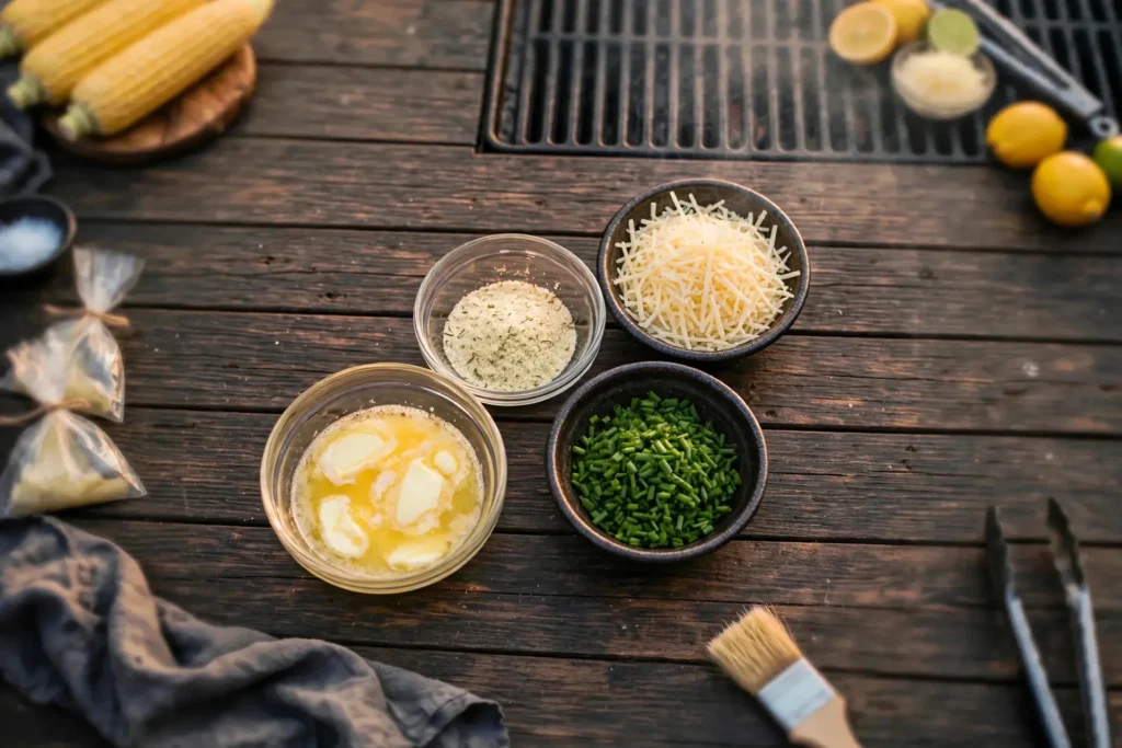Ranch butter ingredients with Parmesan and chives