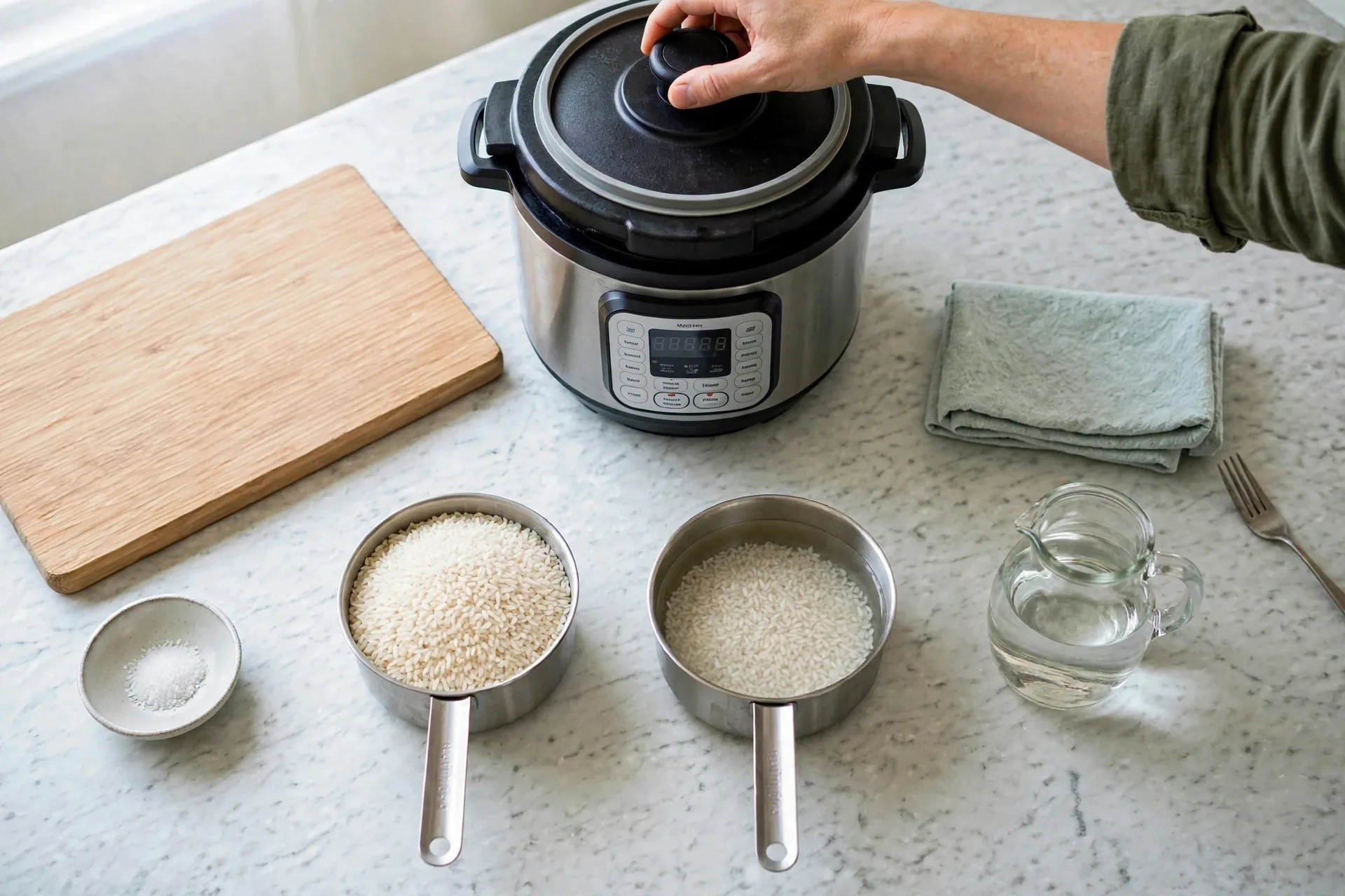 Hand locking Instant Pot lid into place