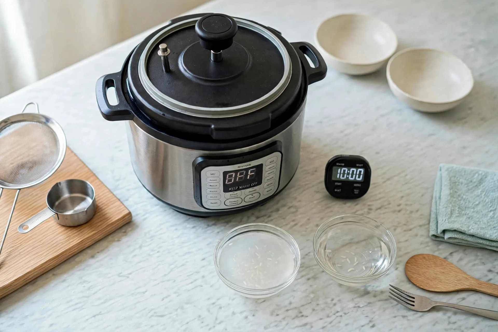 Instant Pot resting for 10 minute natural release for jasmine