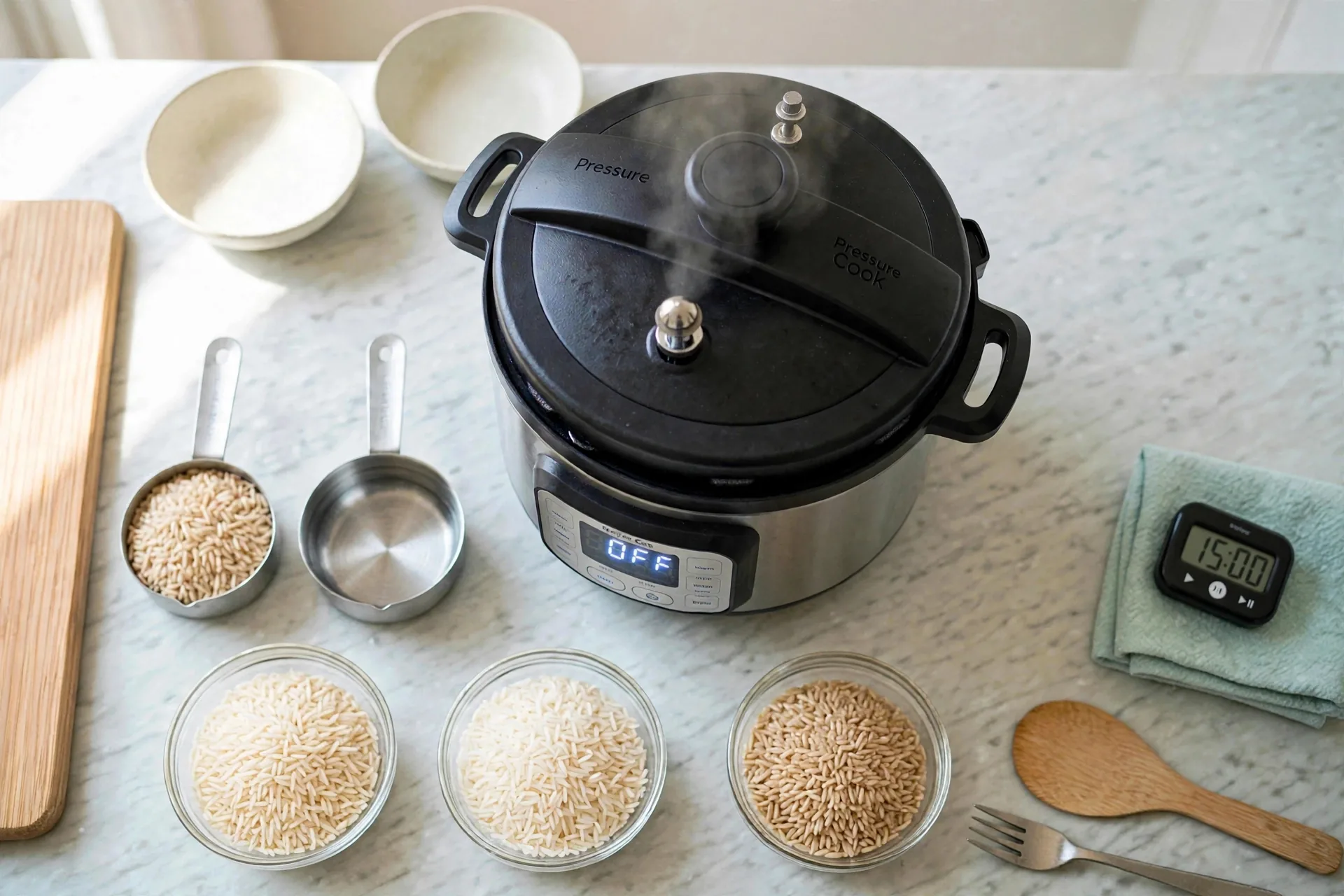 Instant Pot resting for 15 minute natural release for brown rice