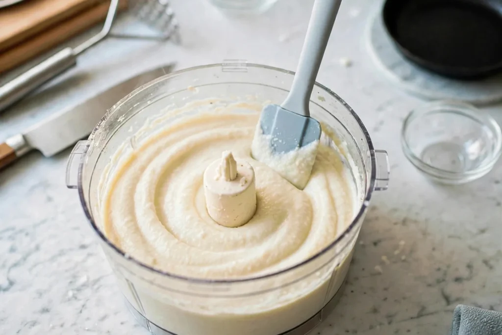Silky smooth mashed cauliflower in a food processor