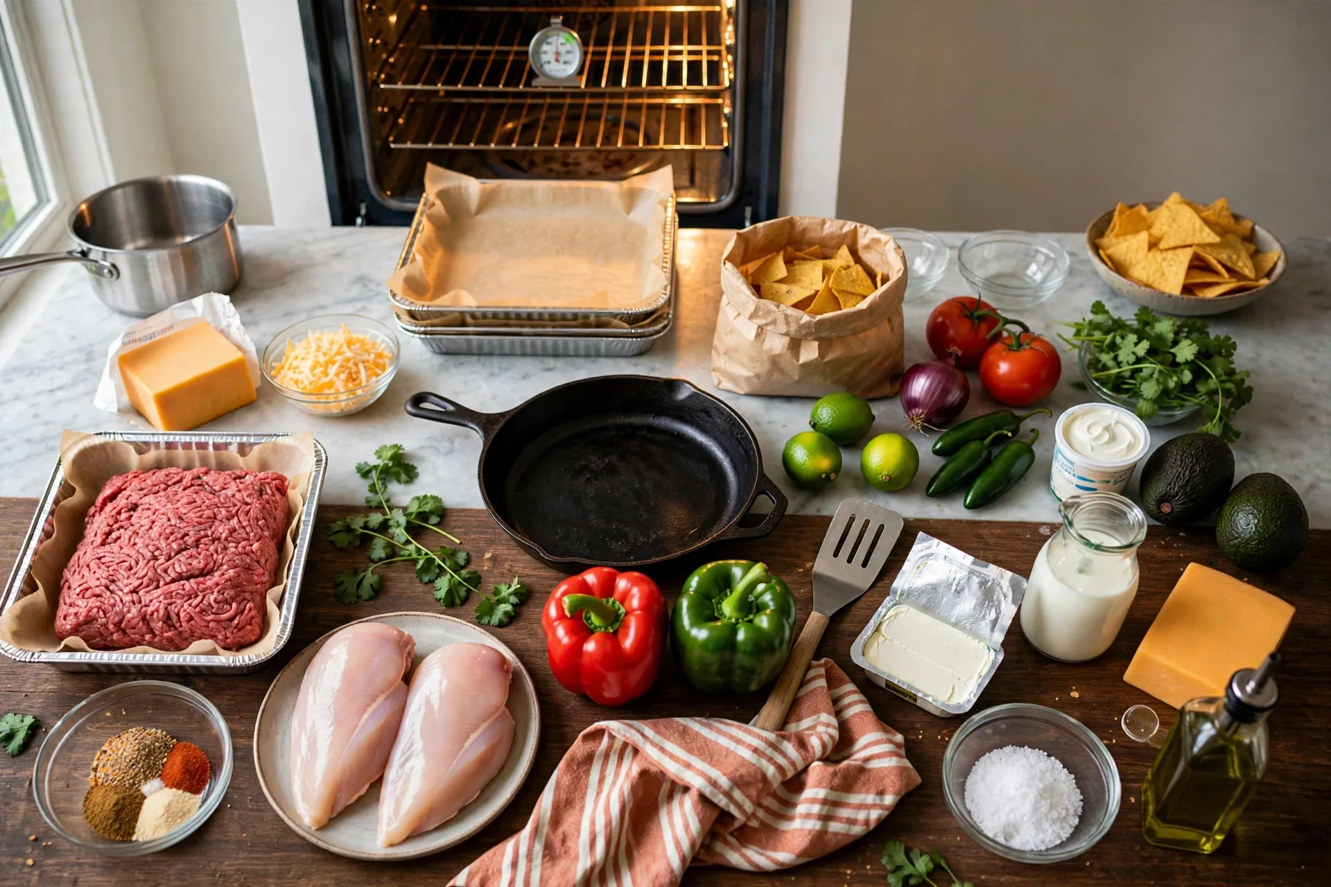 Oven preheating to 400 degrees with a parchment-lined sheet pan